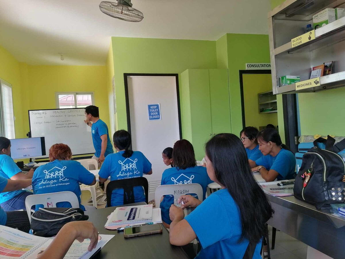 Nurse Cliff discusses the Non-Communicable Diseases (NCDs) to the Community Health Workers (CHWs) during the Overview of Lifestyle Diseases Training in Barangay Maasin, Pura, Tarlac
